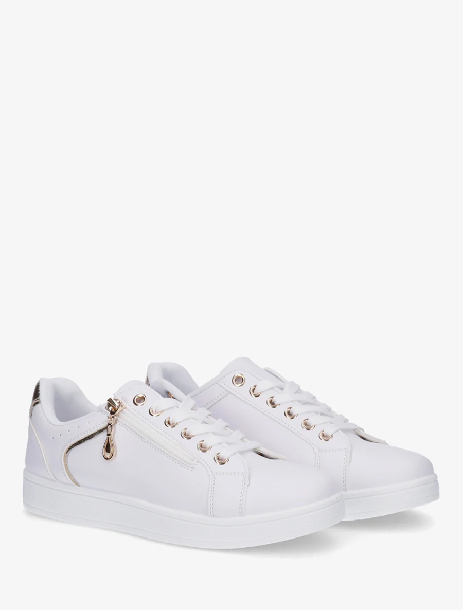 Schoenen van imitatieleer met decoratieve rits. - Goud - Image 4