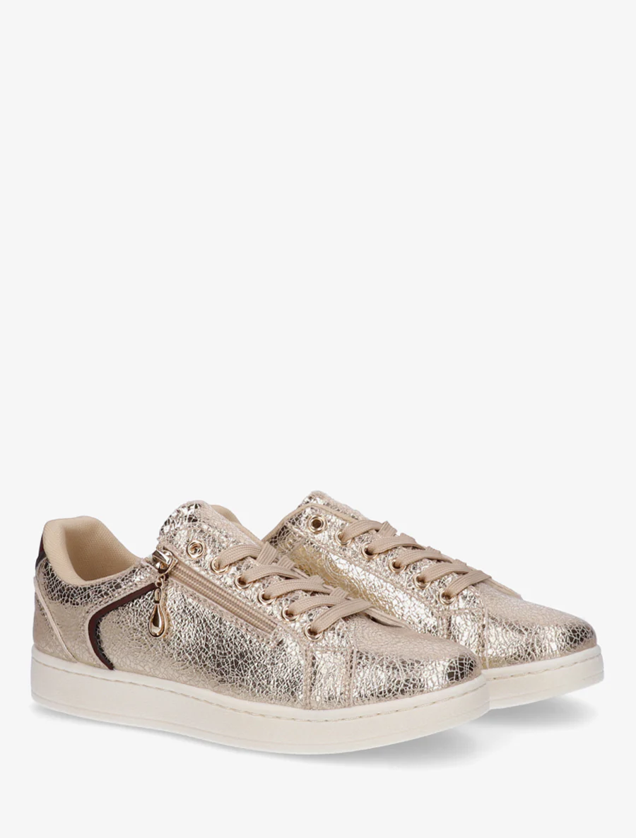 Schoenen van imitatieleer met decoratieve rits. - Goud - Image 4