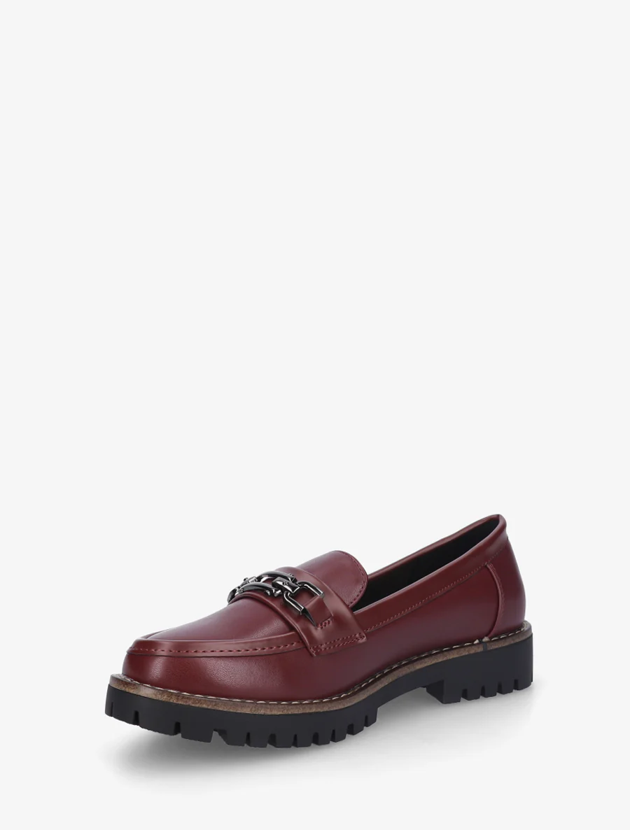Schoenen van imitatieleer met metalen gesp. - Bordeaux - Image 3