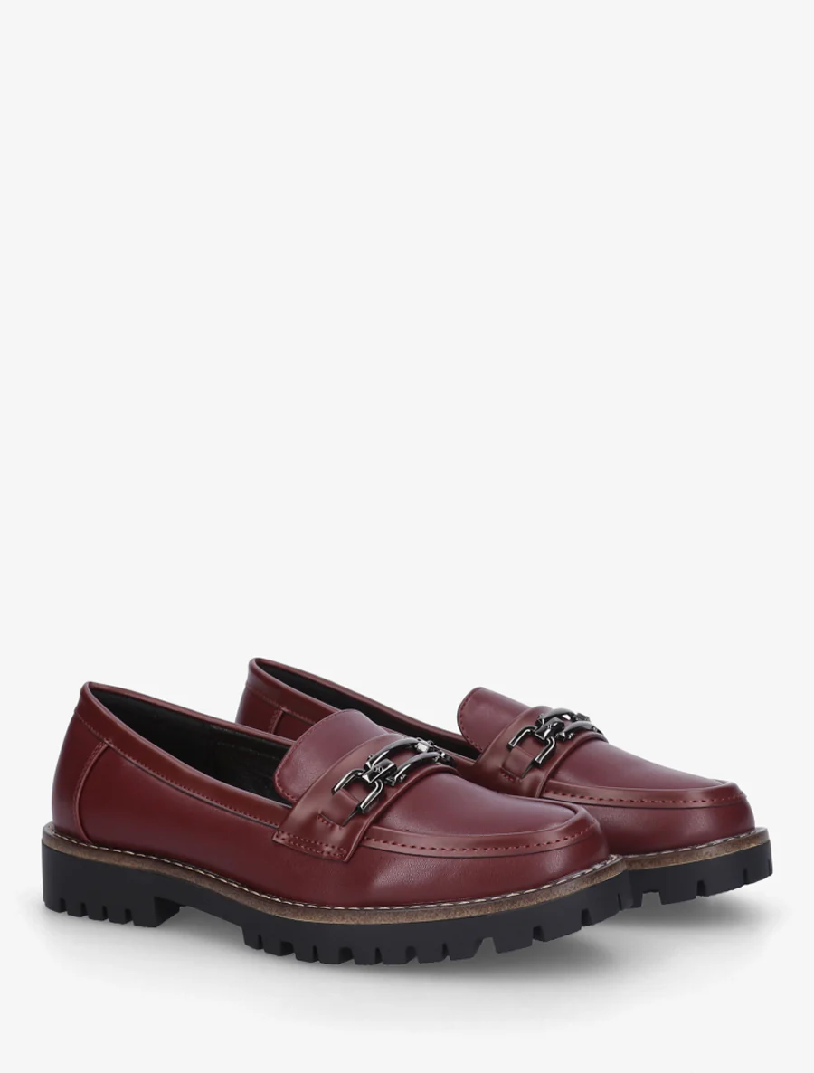 Schoenen van imitatieleer met metalen gesp. - Bordeaux - Image 4