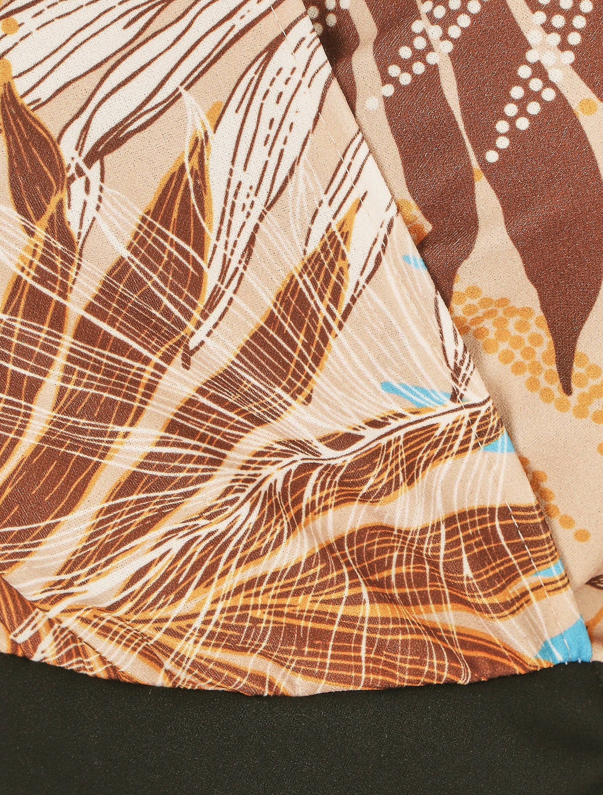 Schouderloze jurk met bloemenprint - Camel - Image 3