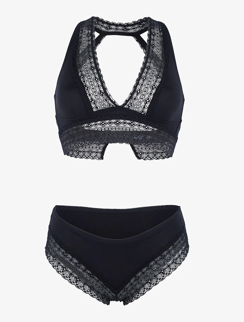 Set van bustier bh zonder beugels - zwart