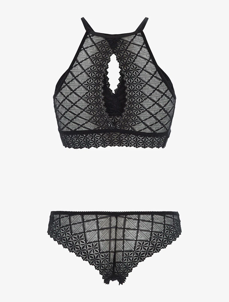 Kant bh-top en string set - zwart - Image 2