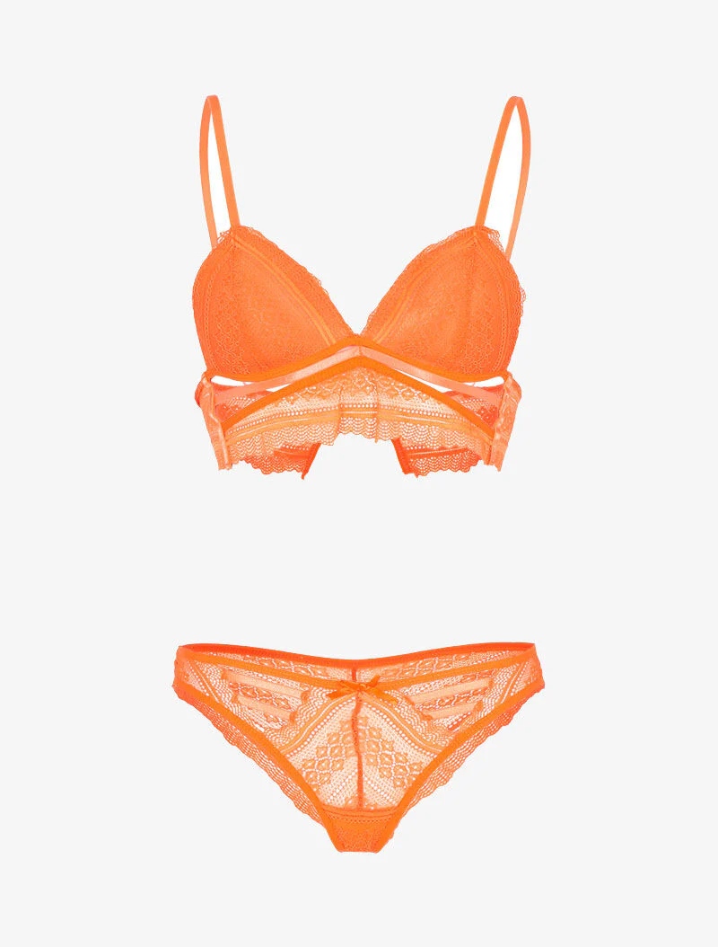 Buste set met bandjes en borduursels - oranje