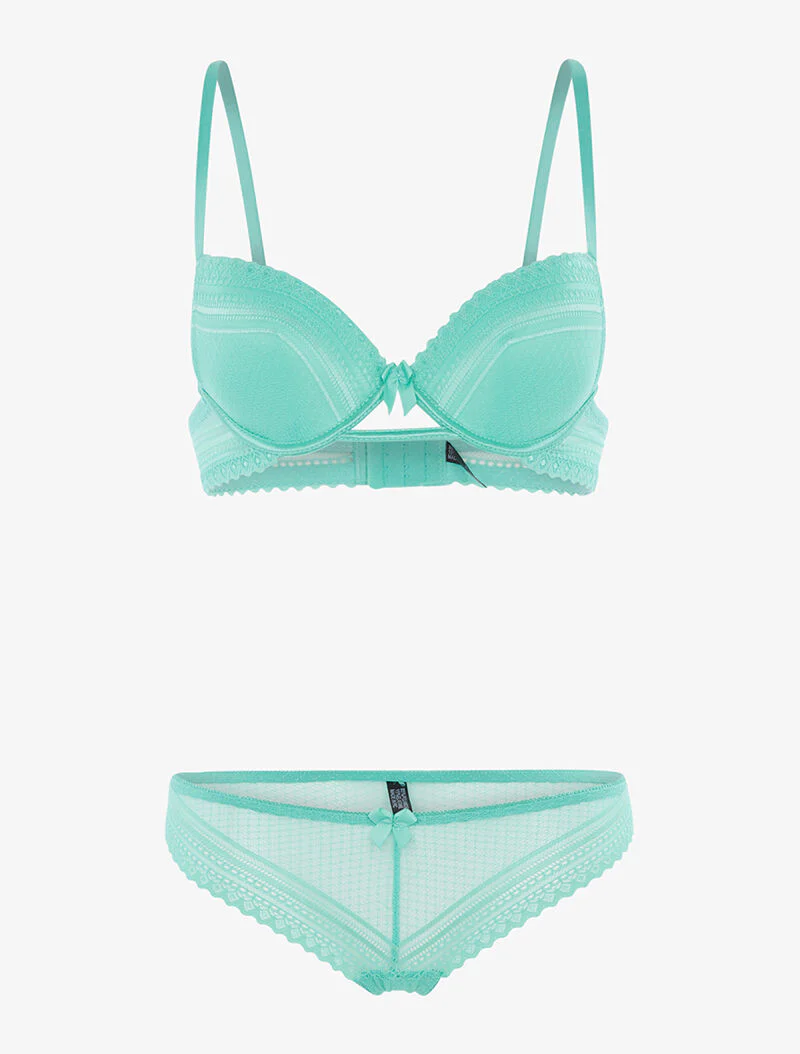 Kant opengewerkt set en string - turquoise
