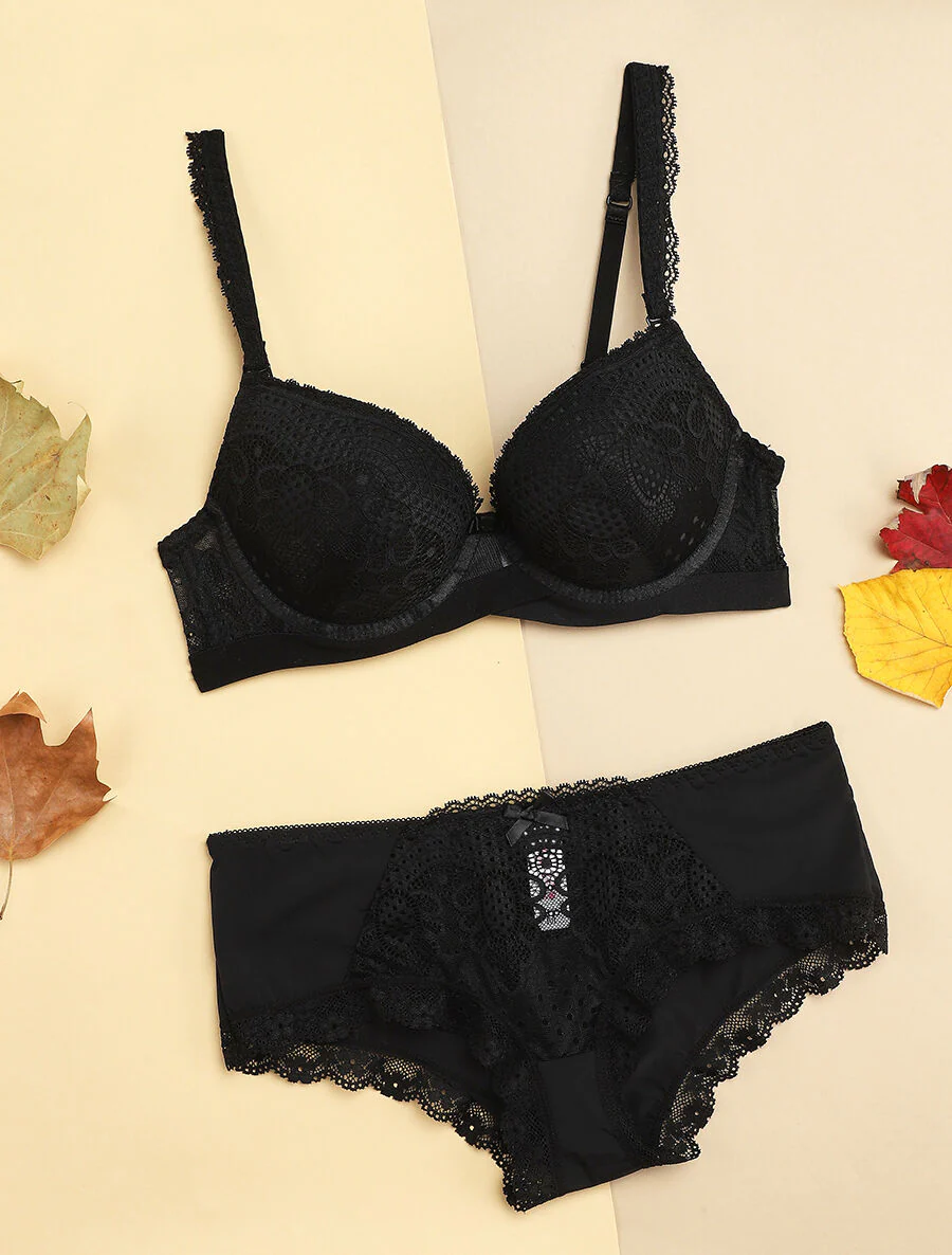 Set met elastische tailleband en shorty - Zwart