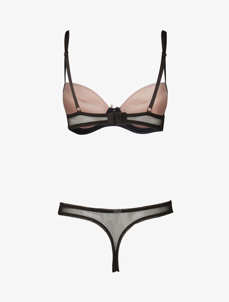 Push-up set in kant en tule - zwart/oude roze - Image 2