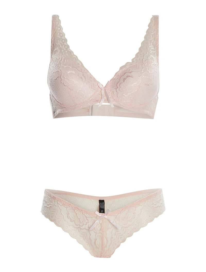 Set SG en slip in fijne kant - roze