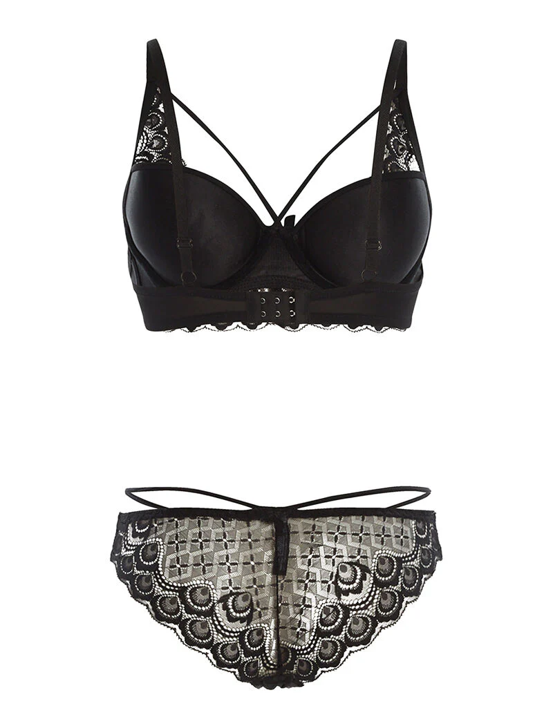Set SG en slip kant met kanten rand - zwart - Image 2
