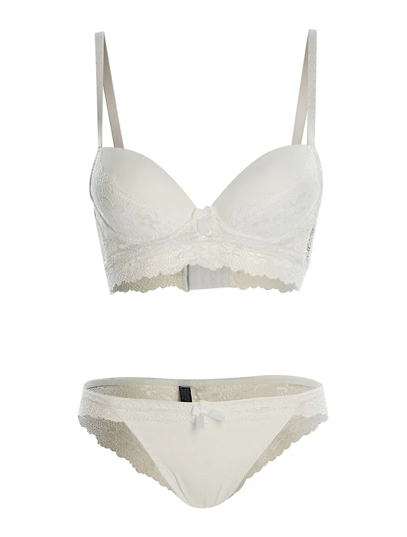 SG set en slip met kanten rand - wit