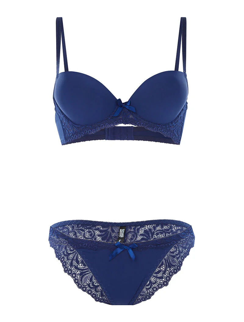 Set SG en slip met kanten rand - blauw