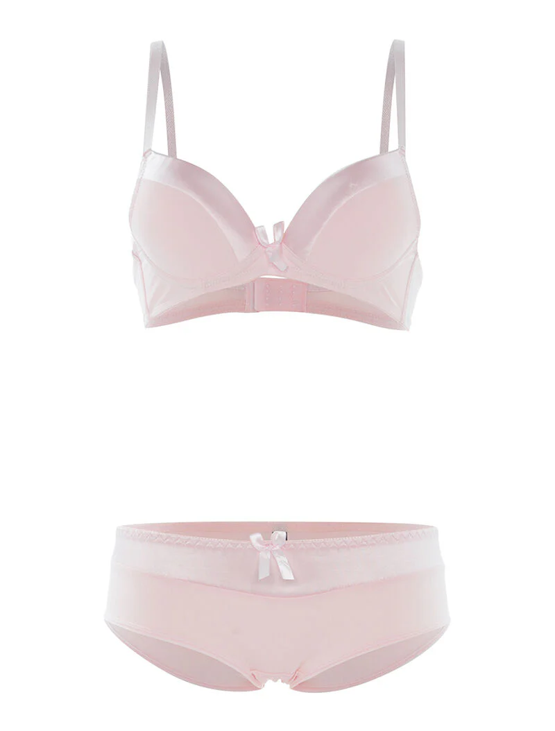 SG-set en slip met satijnen rand - lichtroze - roze oranje