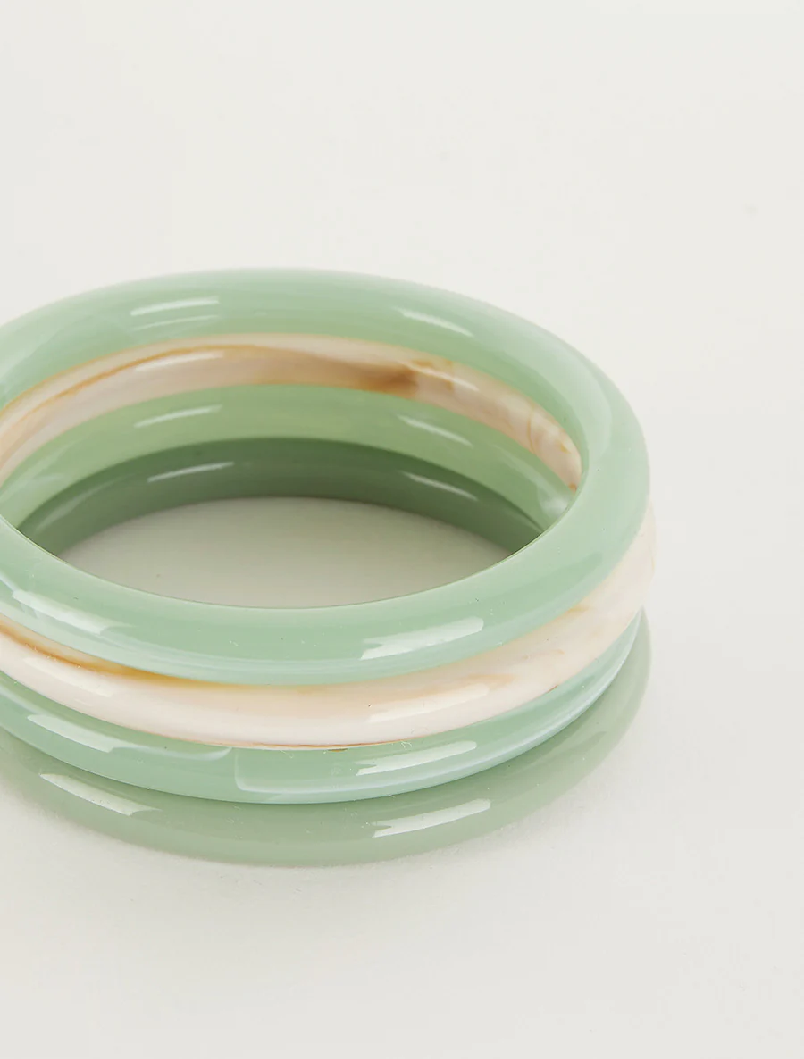 Set van 4 armbanden in gekleurde hars - Watergroen - Image 3