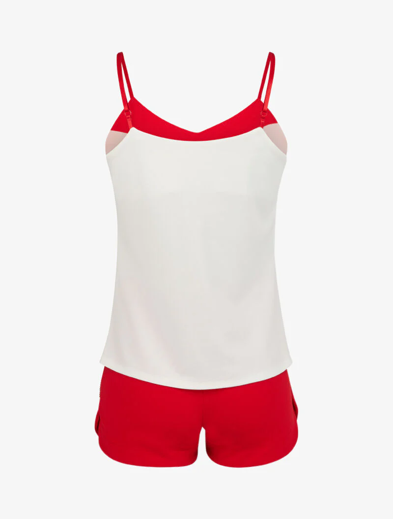 Set van een mouwloos hemd en een short met strass - rood - Image 2
