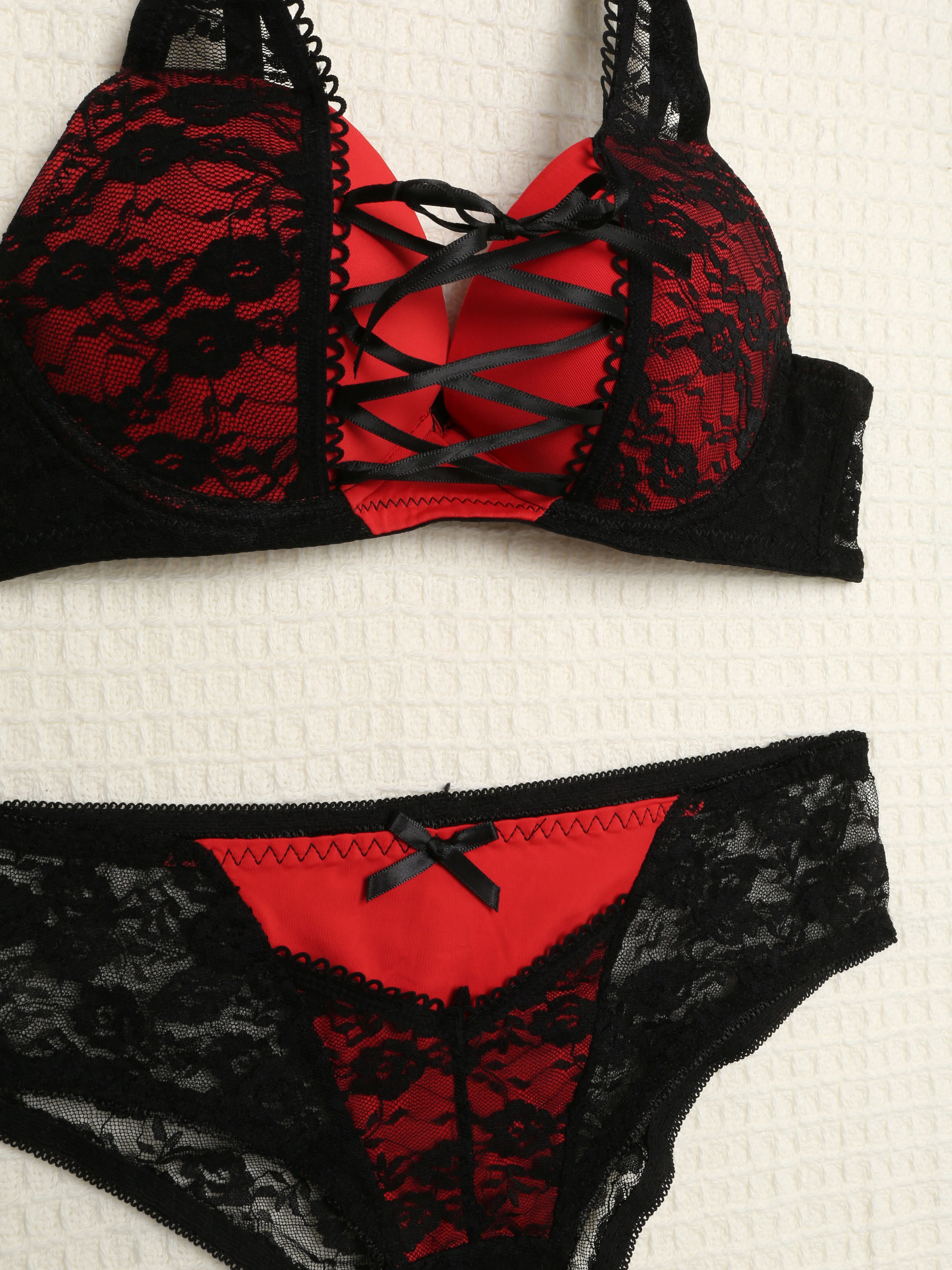 Sexy set met korset - Rood/zwart - Image 3