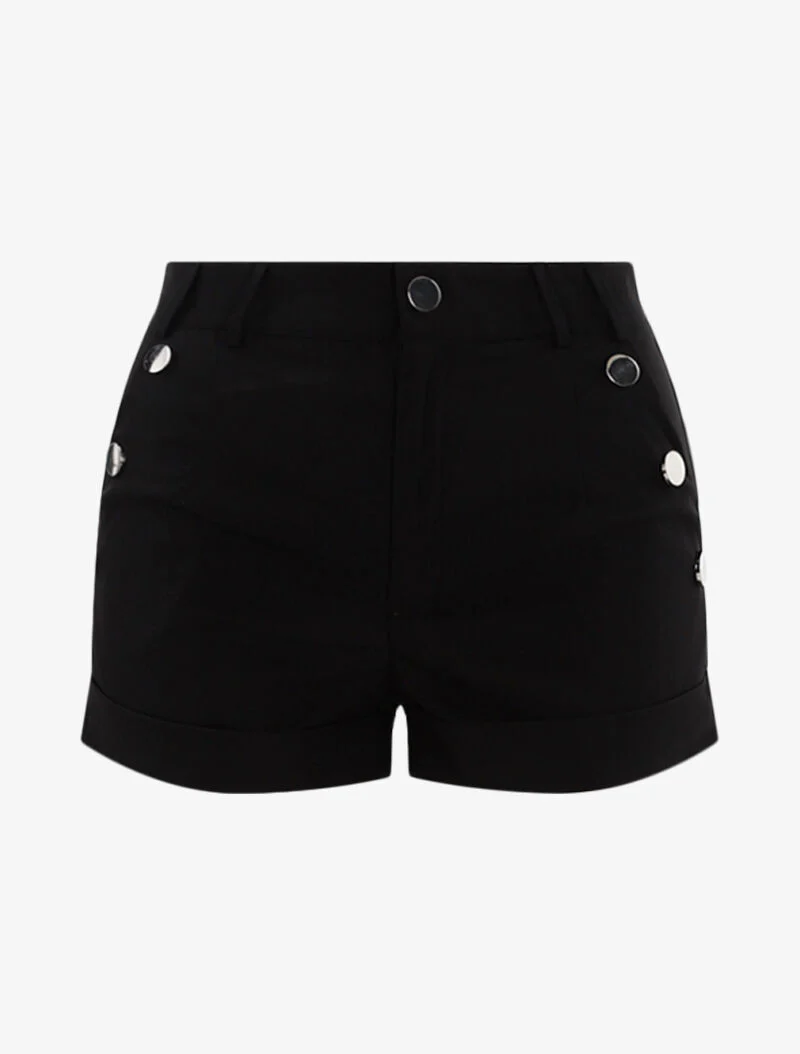 Korte broek met decoratieve knopen - zwart