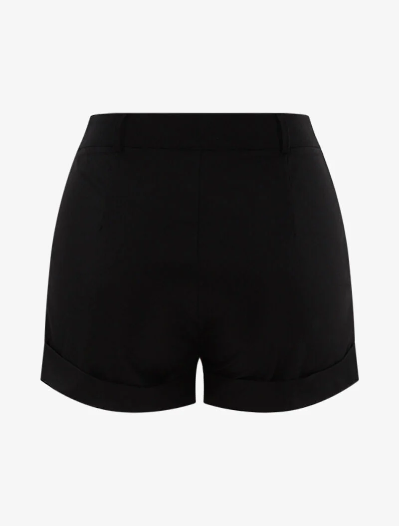Korte broek met decoratieve knopen - zwart - Image 2