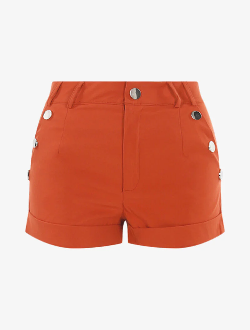 Short met decoratieve knopen - baksteen