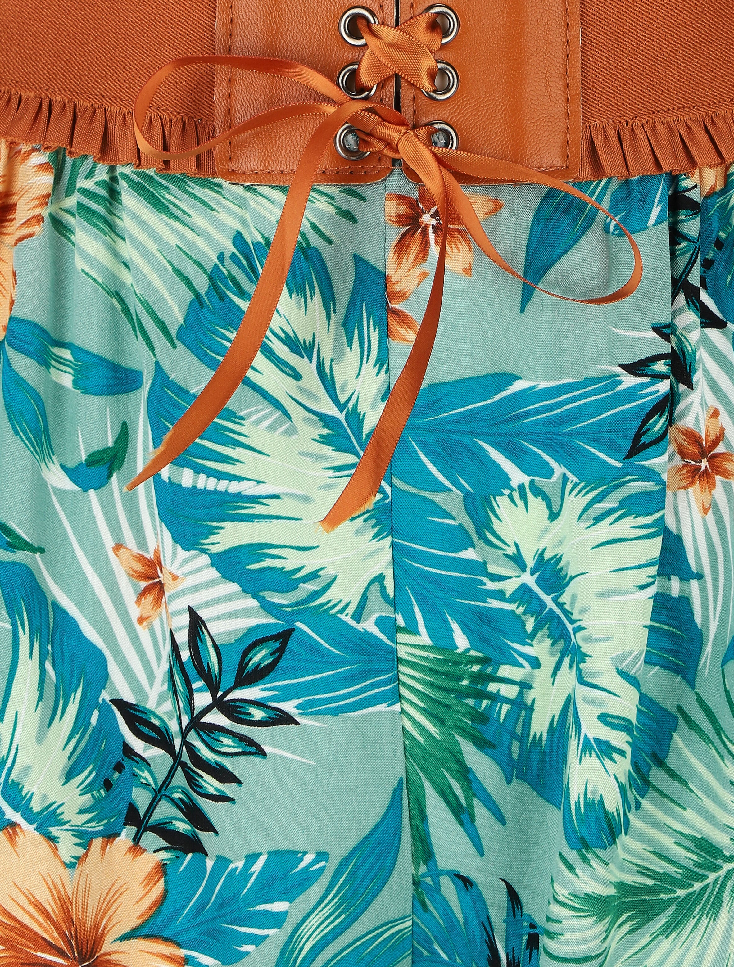 Short met hoge taille in corsetstijl met bloemenprint - groen - Image 3