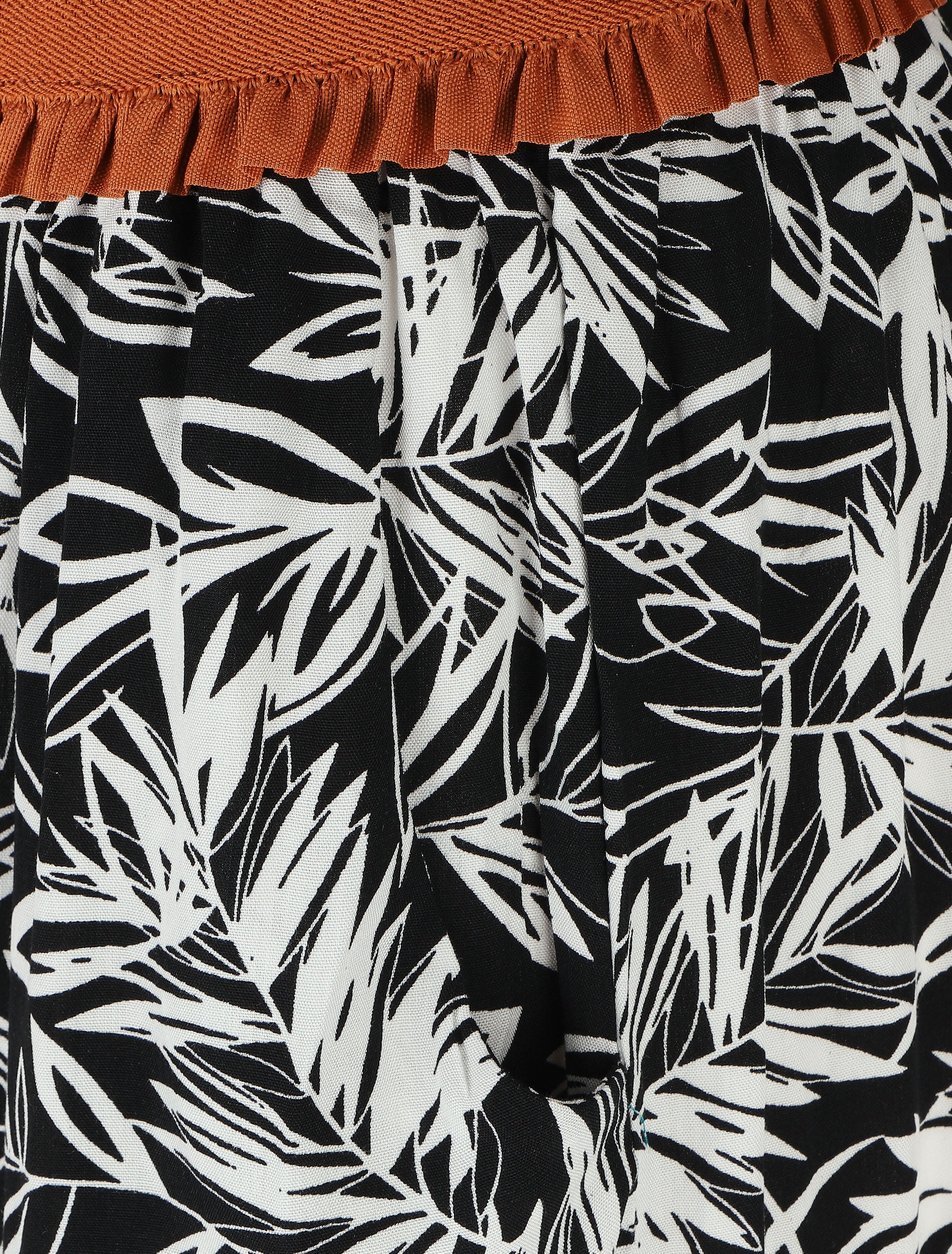 Short met hoge taille in korsetstijl met tropische print - zwart - Image 3