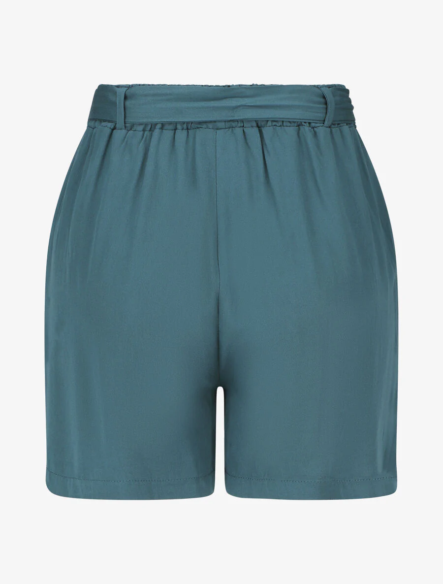 Vloeiende effen en gegespt short - Eendblauw - Image 2
