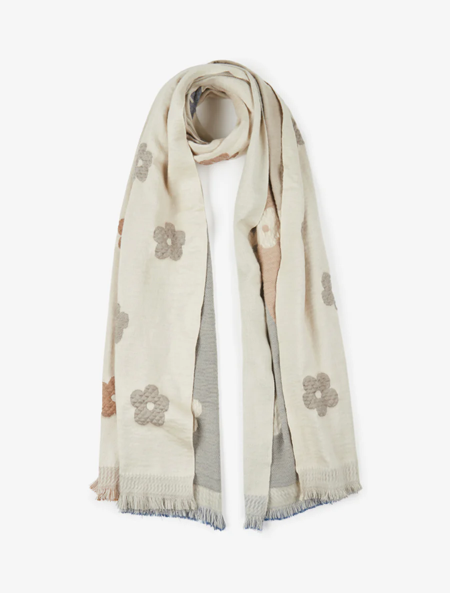 Sjaal met bloemenmotief - Beige