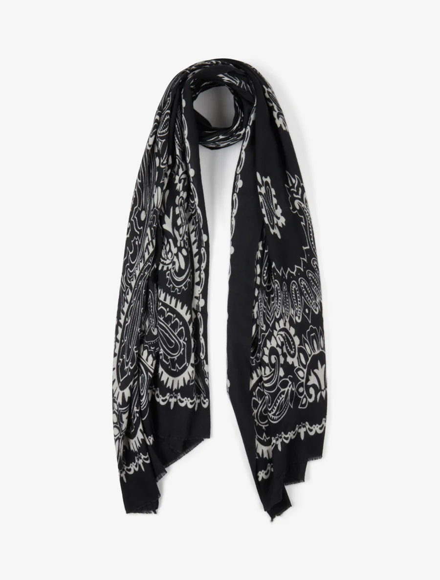 Sjaal met paisleyprint - Zwart