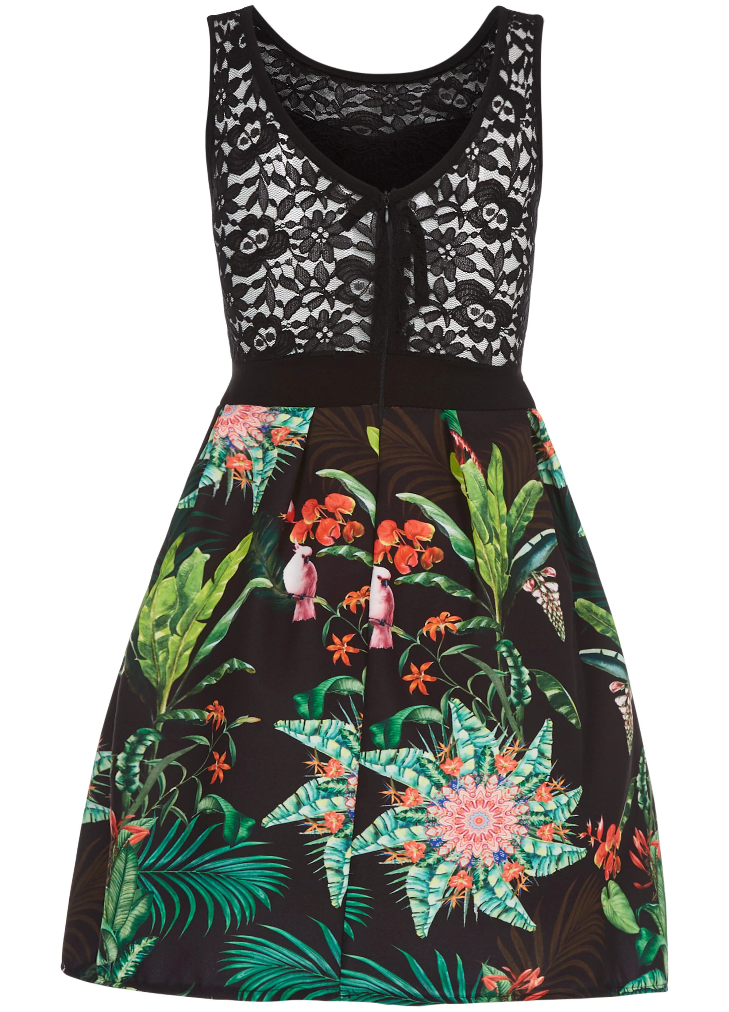 Fit & flare jurk met kanten lijfje - zwart - Image 2