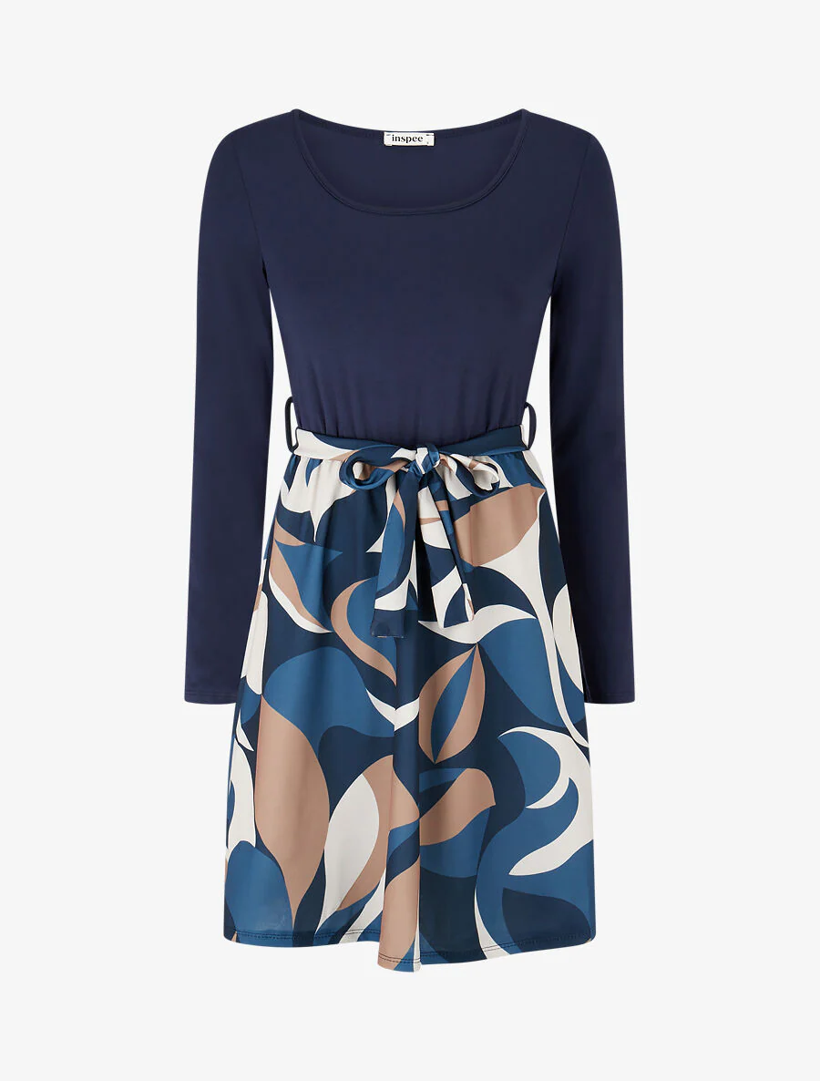 Skaterjurk met rok met print - Marineblauw
