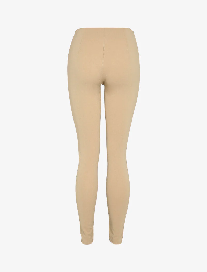 Skinny broek met nepzakken met rits - Beige - Image 2