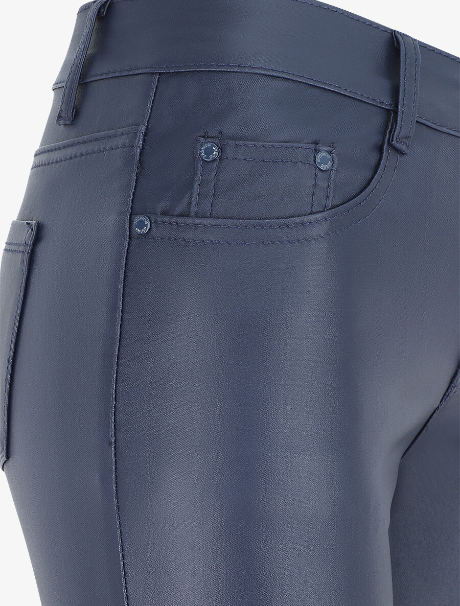 Skinny broek van imitatieleer - Marineblauw - Image 3