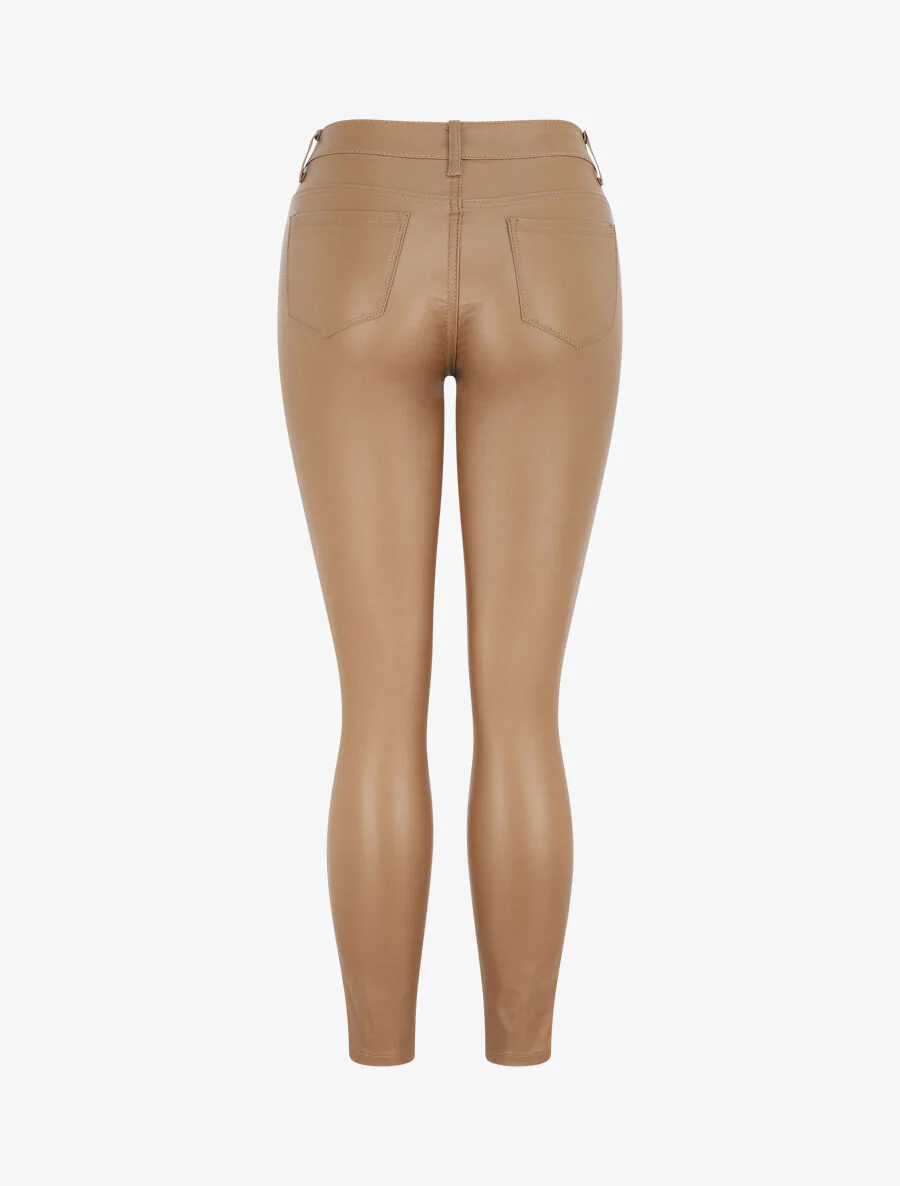 Skinny broek van imitatieleer - Kameel - Image 2