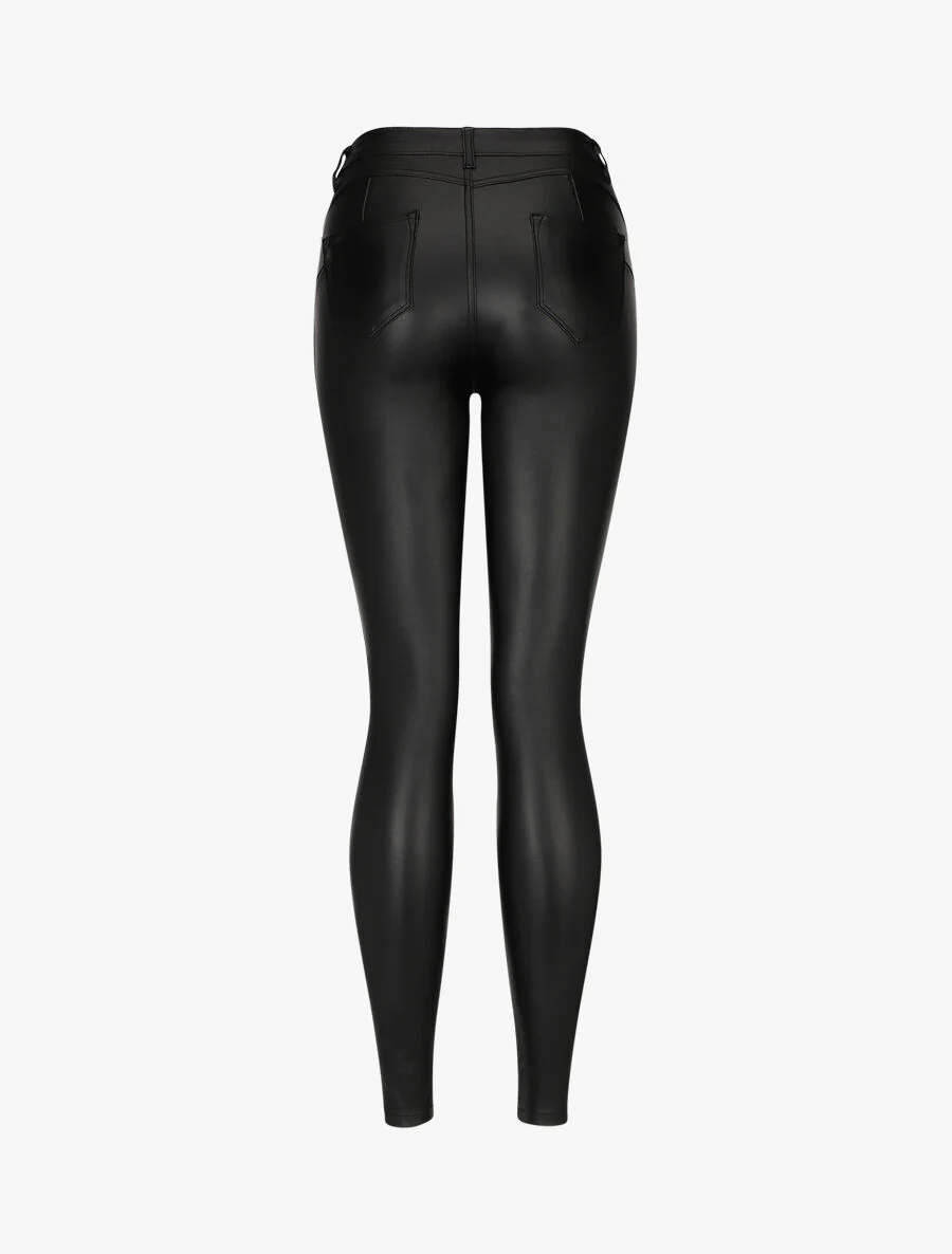 Skinny gecoate push-up jeans met hoge taille - Zwart - Image 2
