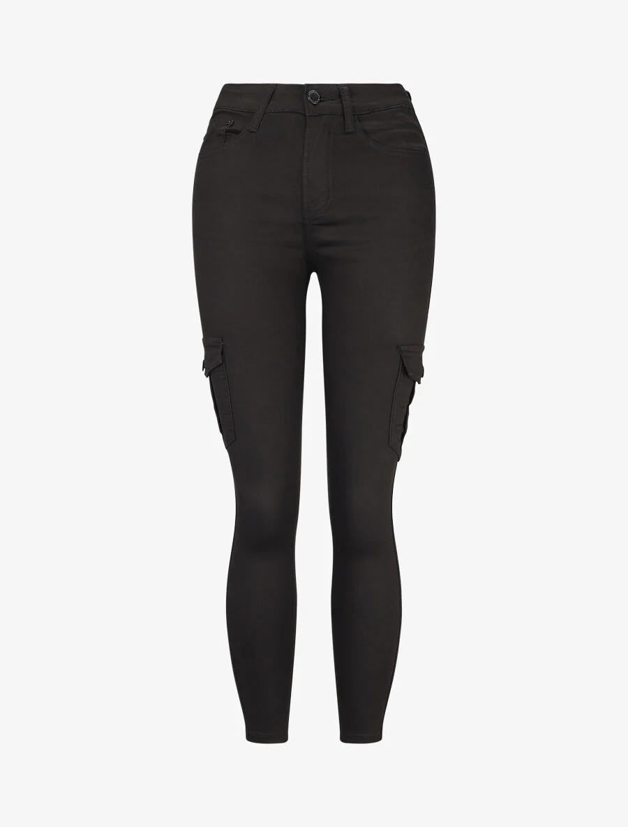 Skinny jeans in cargostijl - zwart