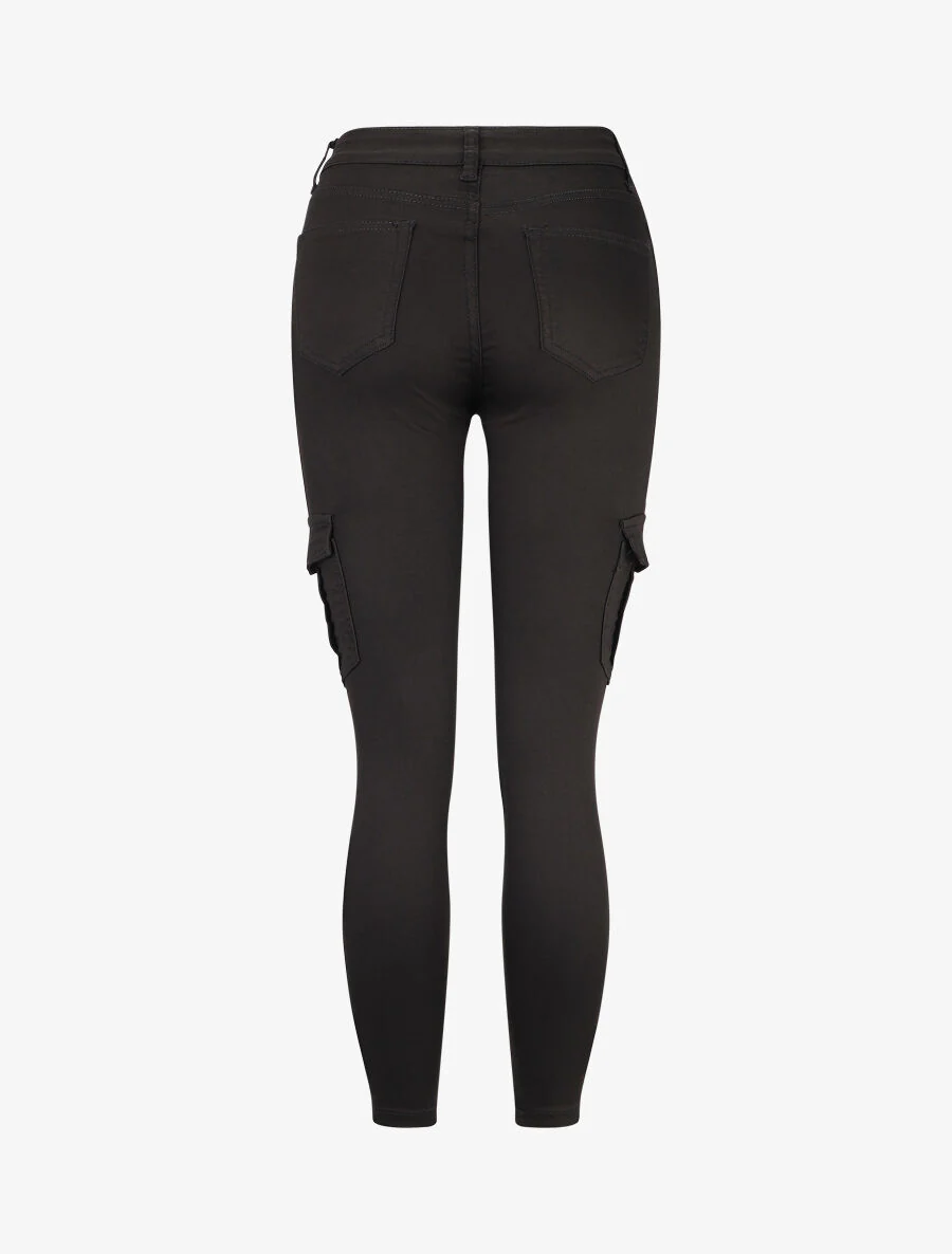 Skinny jeans in cargostijl - zwart - Image 2