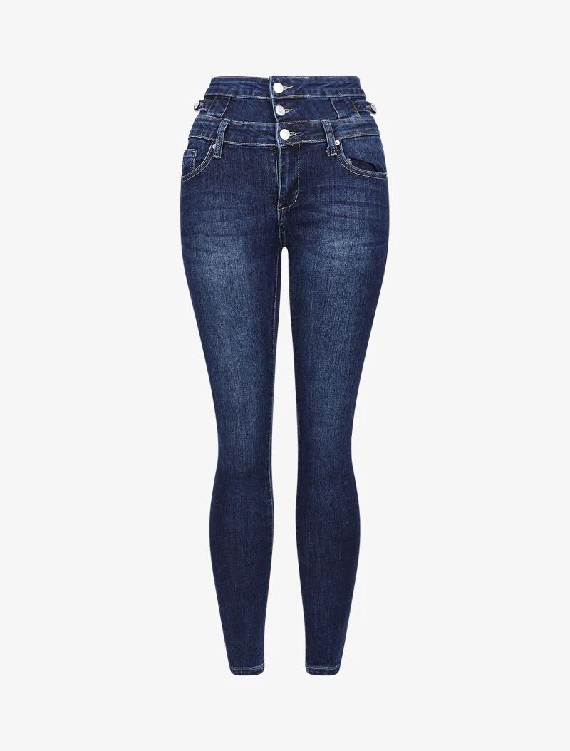 Skinny jeans licht gewassen met hoge taille - Blauw denim