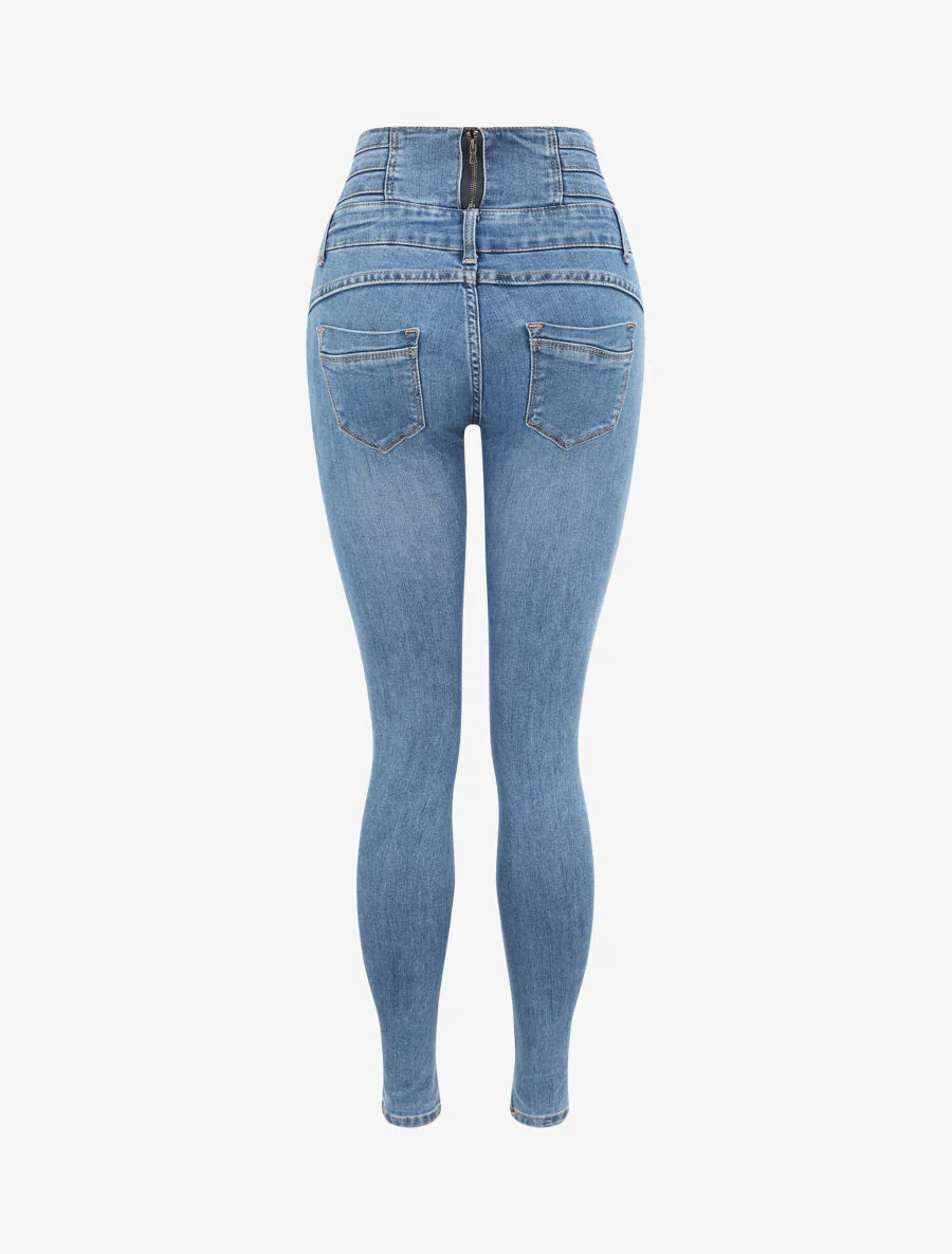 Skinny jeans met empire taille en ritssluiting aan de achterkant - Blauw - Image 2