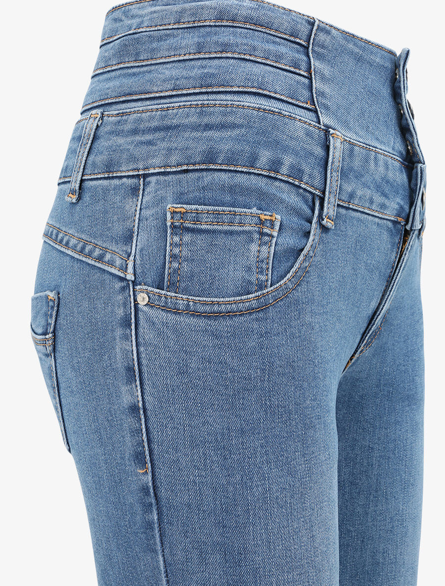 Skinny jeans met empire taille en ritssluiting aan de achterkant - Blauw - Image 3