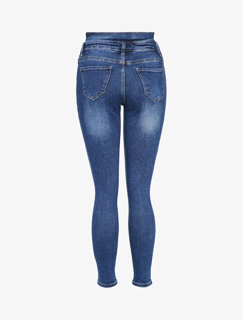 Skinny jeans met hoge taille gestileerd - Blauw denim - Image 2