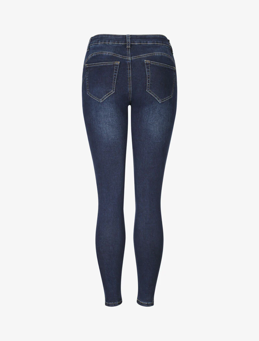 Skinny jeans met knoopsluiting - Blauw denim - Image 2