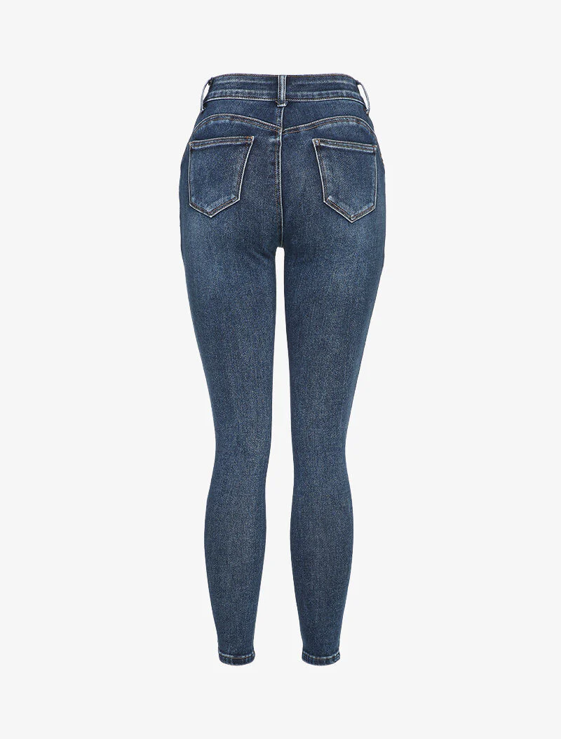 Skinny jeans met V-naad taille - Blauw denim - Image 2
