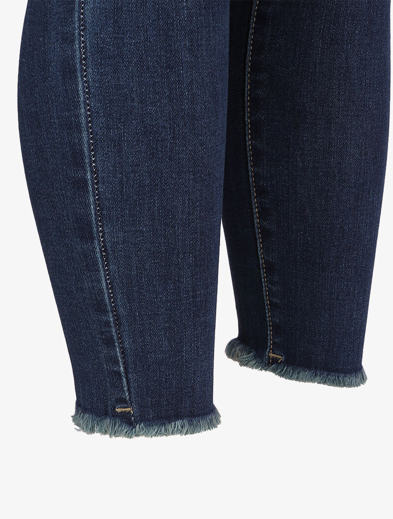 Skinny jeans met standaard taille en onafgewerkte randen - Donkerblauw - Image 6