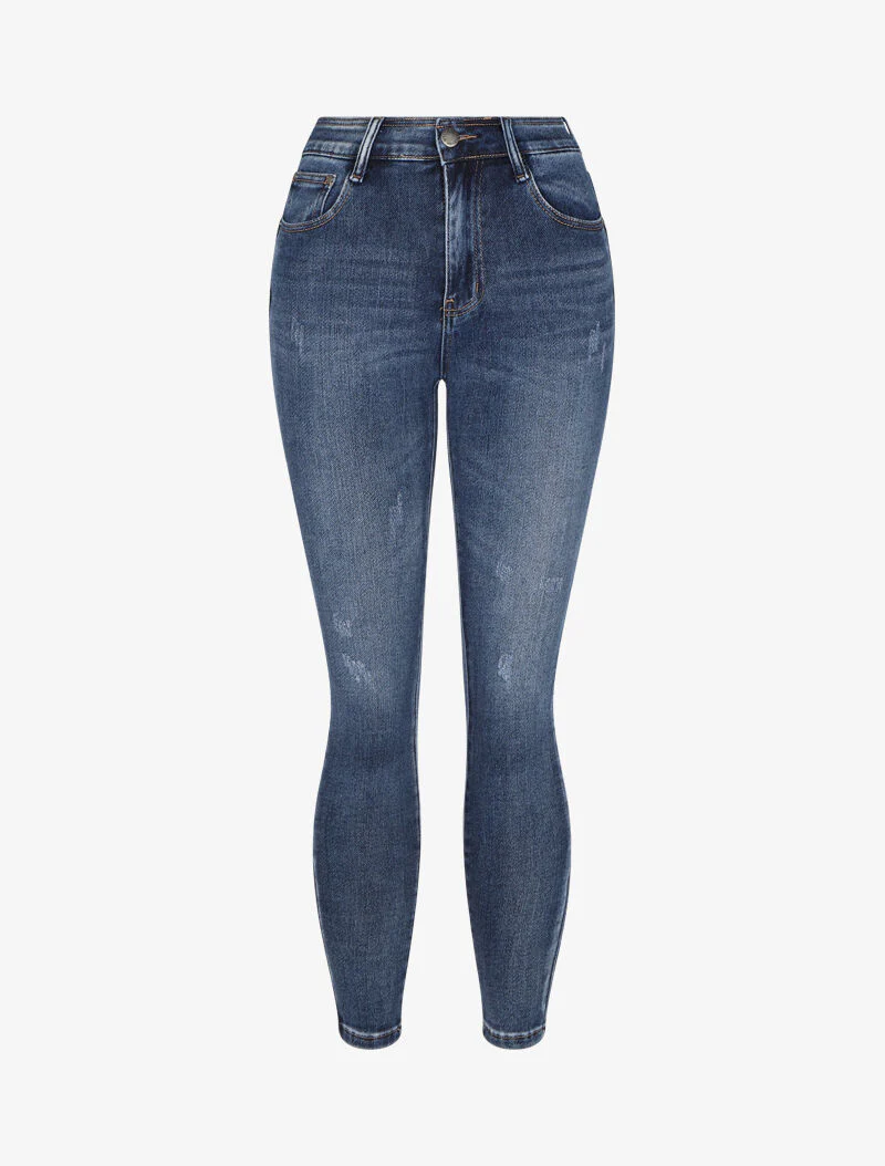 Skinny stretch jeans met scheuren - Blauw