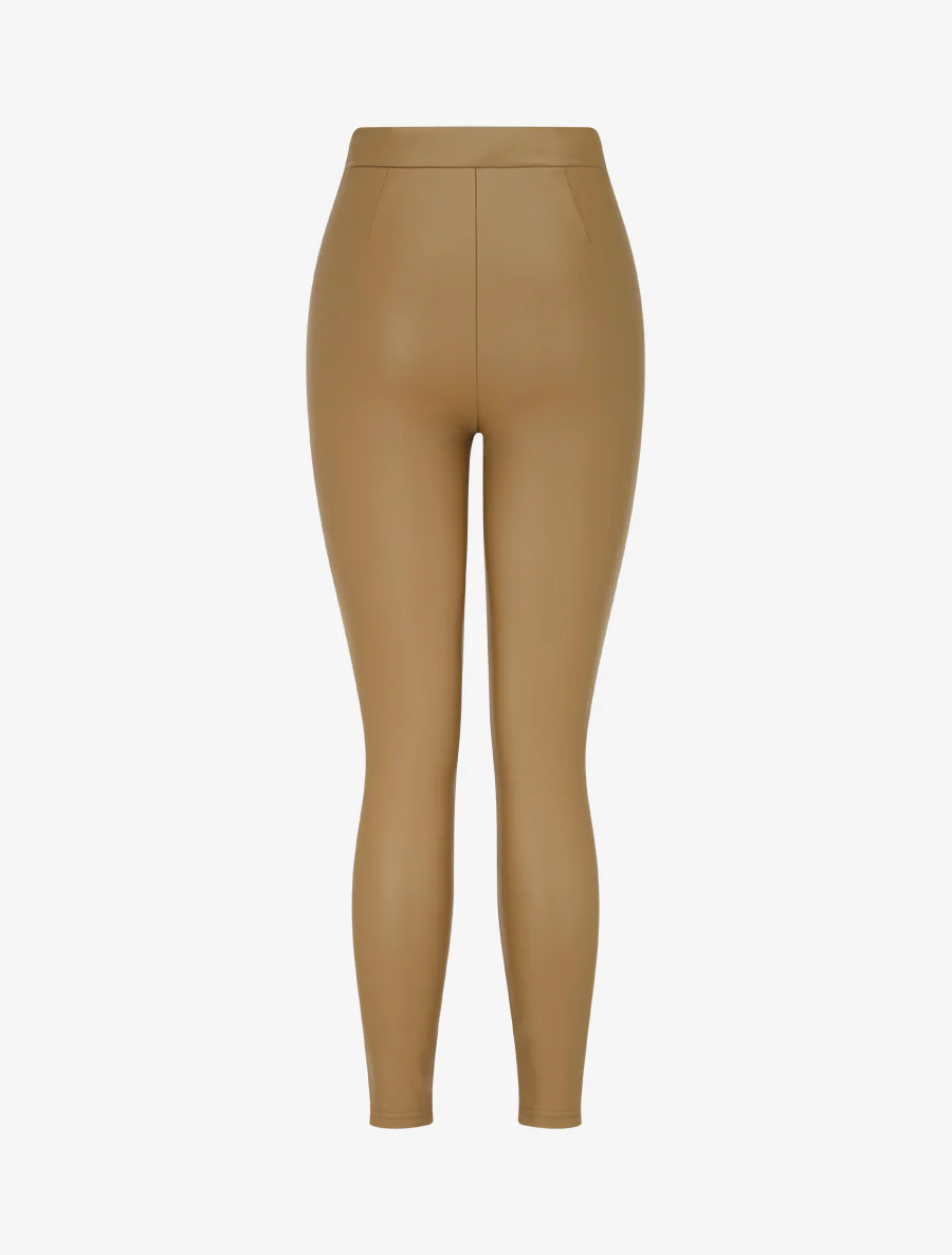 Skinny legging van imitatieleer - Kameel