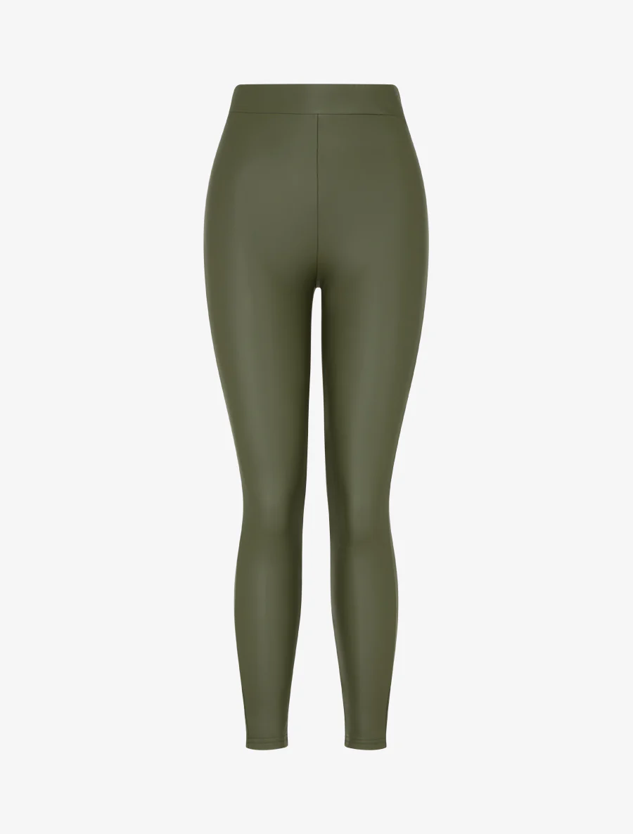 Skinny legging van imitatieleer - Kaki