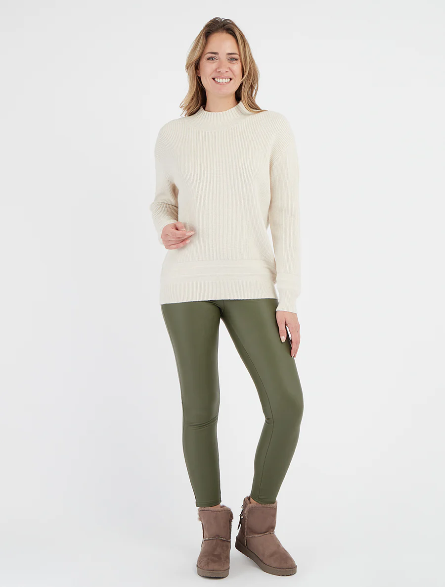 Skinny legging van imitatieleer - Kaki - Image 4