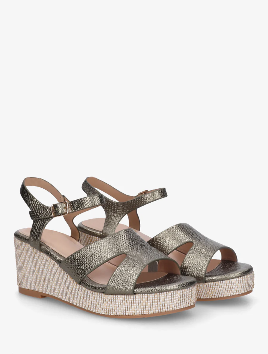 Slangenprint sleehak sandalen - Kaki - Image 4