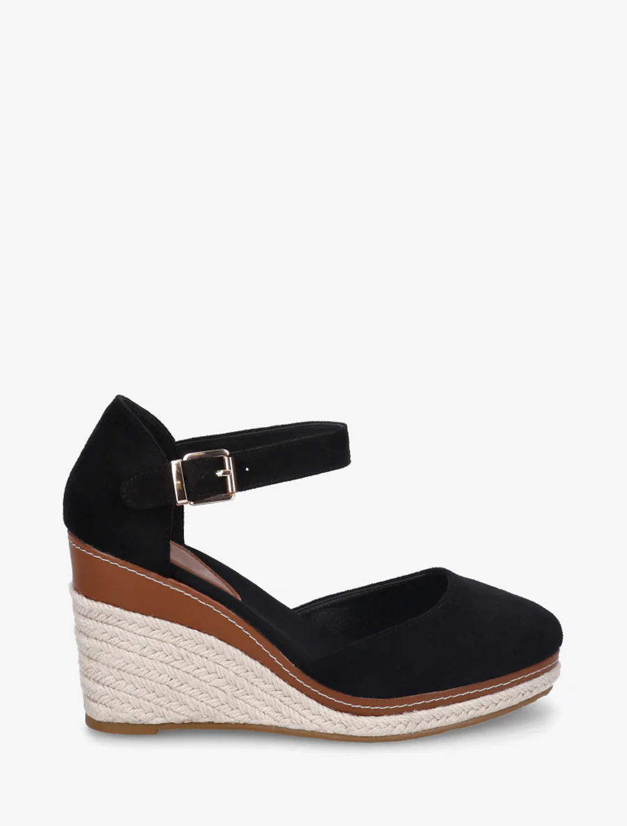 Sleehak espadrilles van suède - Zwart