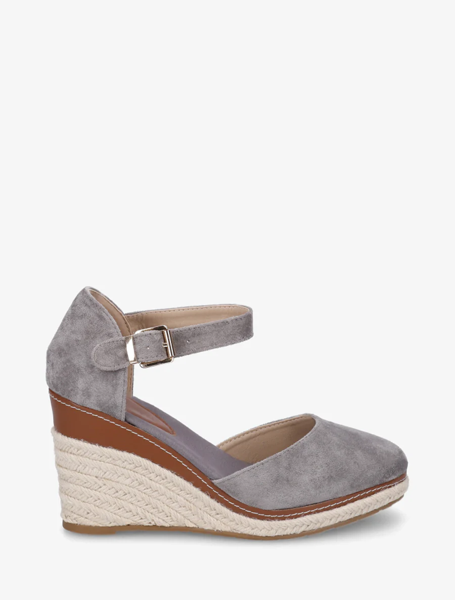 Sleehak espadrilles van suède - Grijs