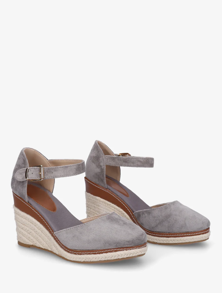Sleehak espadrilles van suède - Grijs - Image 4
